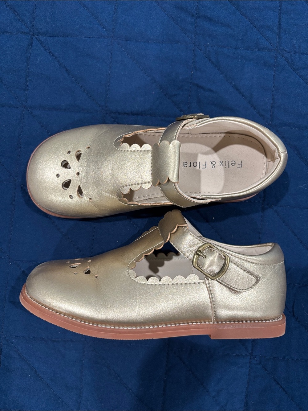 Kids' Felix and Flora Gold Mary Jane Shoes